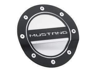 Drake Muscle Cars, Fuel Door Blk&Silver Accent  fits Ford Mustang 15-19 Drake -FR3Z-6640526-MB